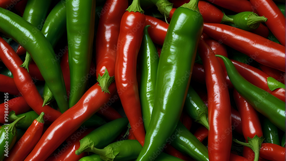 spicy green and red chilies