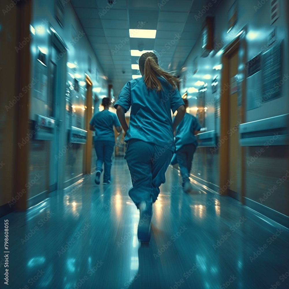 Time is of the essence as the response team speeds through the hospital hallway, their urgent task propelling them towards the emergency 8K , high-resolution, ultra HD,up32K HD Time is of the essence as the response team speeds through the hospital hallway, their urgent task propelling them towards the emergency 8K , high-resolution, ultra HD,up32K HD