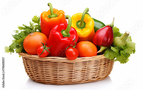 Organic Vegetable Harvest on white background.