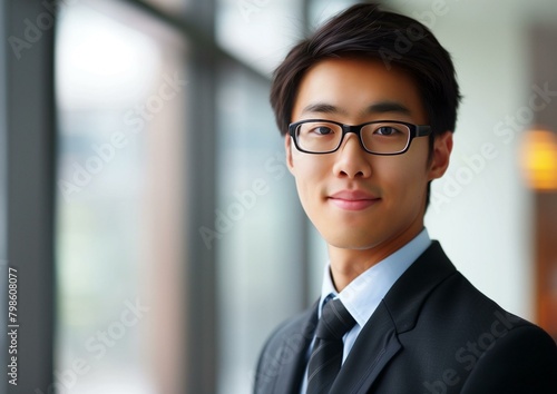 Confident Asian Businessman Portrait in Modern Office Environment