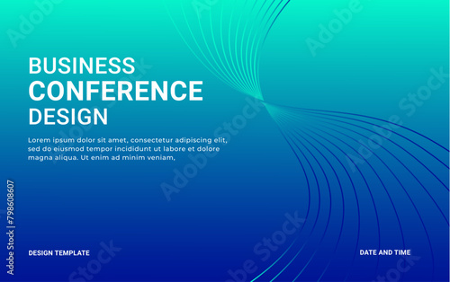 Abstract conference blue minimal background template. business meeting post banner design