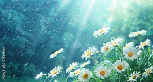 Rain-Kissed Daisies: A Serene Spring Meadow