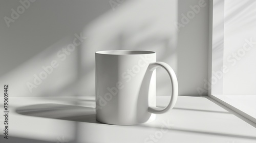 white mug mockup, 3d render,