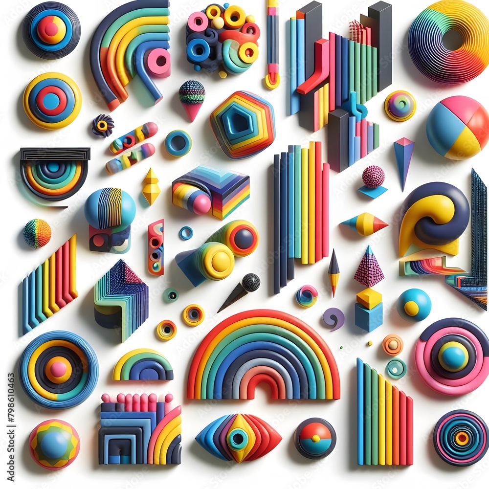 Vibrant Spectrum Abstract Rainbow Objects Collection for Creative Projects Vibrant Spectrum Abstract Rainbow Objects Collection for Creative Projects