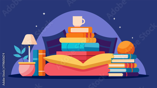 An inviting reading nook with a pile of comfortable pillows encouraging relaxation and indulging in a good book..