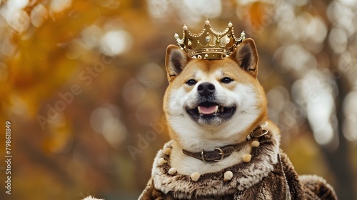 王冠とマントを身に着けた柴犬 photo