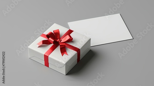 Wallpaper Mural Elegance Unwrapped: 3D Render Gift Card with Red Ribbon and Blank Space Torontodigital.ca