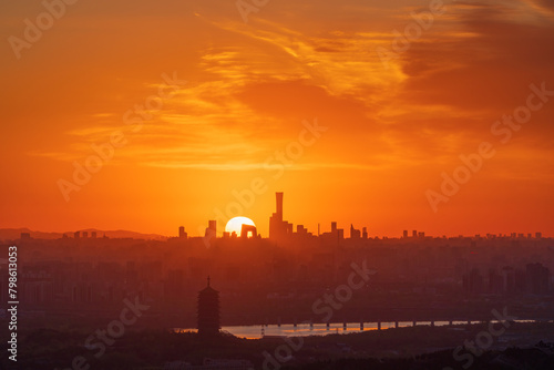 Sunrise and morning glow of Beijing city photo