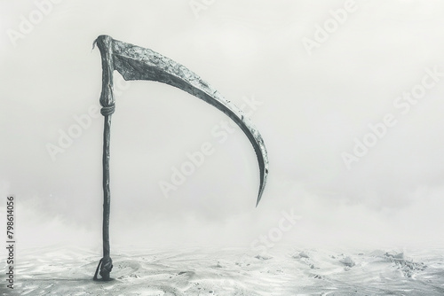 A solitary battle scythe, its form stark against the emptiness of white, prepared for the coming war. © abdur