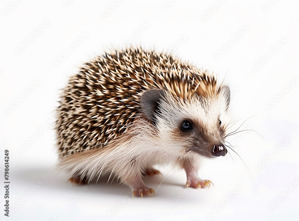 A cute baby hedgehog isolated on a white background A cute baby hedgehog isolated on a white background