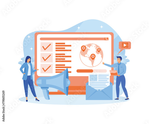 Positive public relations online service or platform. Successful brand advertising, maintenance of the brand reputation. flat vector modern illustration