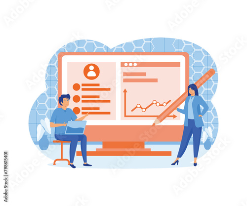 Business incubator online service or platform. Business people and investors supporting new businesses. Online service. flat vector modern illustration