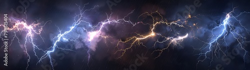 A beautiful abstract background with lightning and thunder, dark blue and purple colors photo