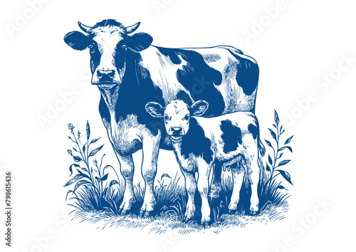 Cow vector. Hand drawn illustration