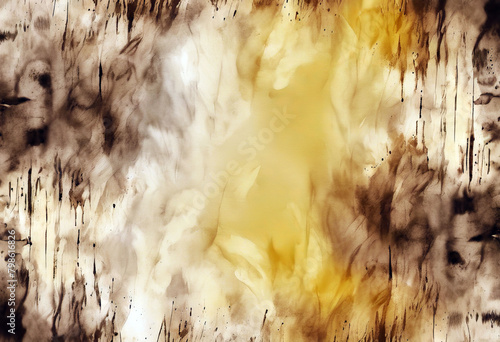 Ground Tie Brush Graffiti Dye Paper Yellow Glowing Washed Brushed Acid Print Paint Art Abstract Shine Brown Grunge Background Light Aquarelle Pattern Texture Watercolor Trave photo