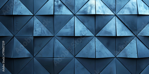 Wallpaper Mural Futuristic wall with triangle shaped blue tiles Torontodigital.ca