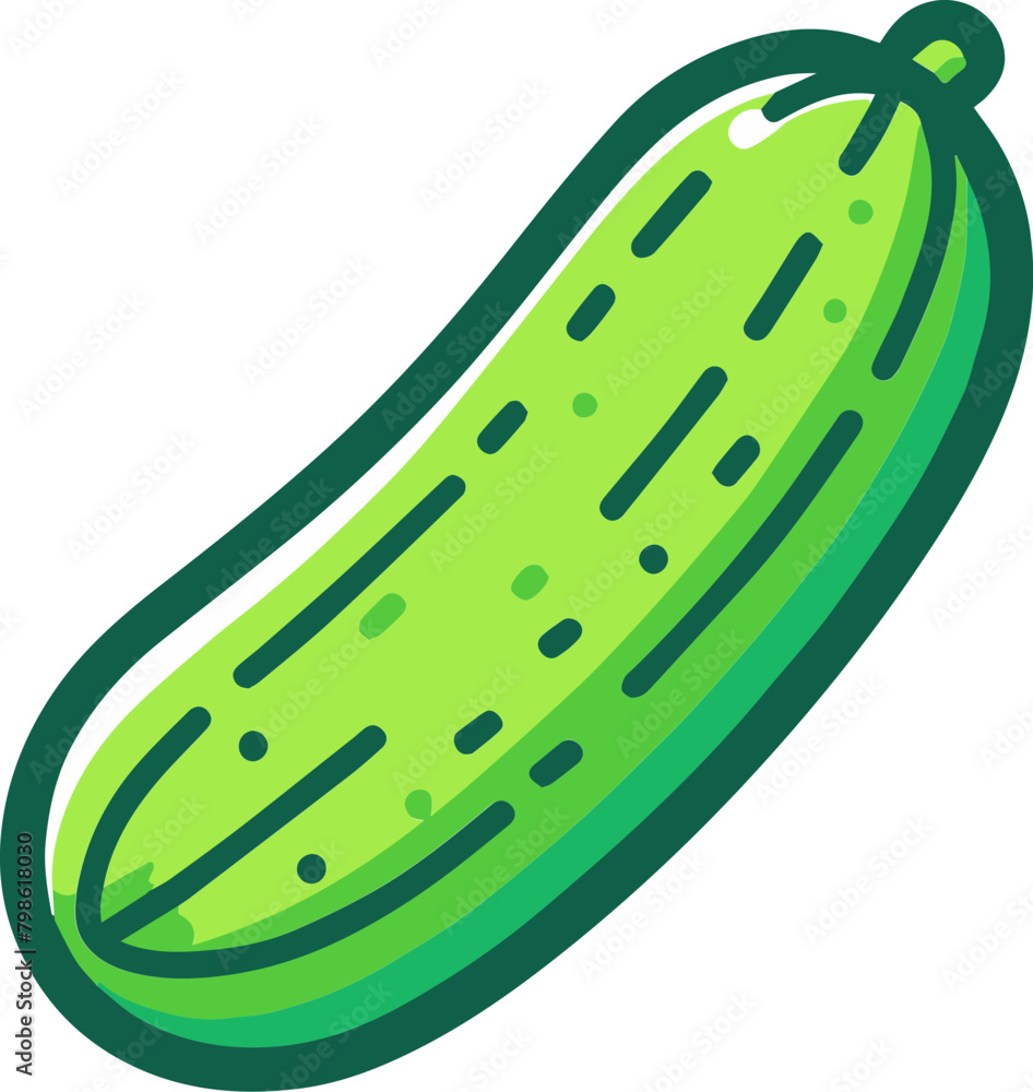 A cartoon cucumber with a dark green outline. A cartoon cucumber with a dark green outline.