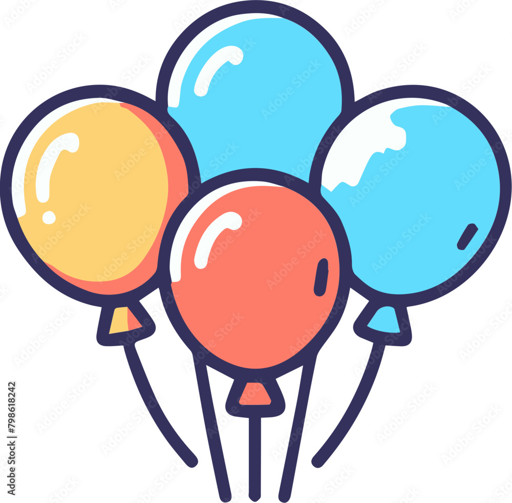Four balloons of blue, yellow and red Four balloons of blue, yellow and red