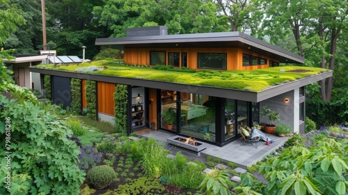 Sustainable Living Serenity: A serene sustainable living environment with passive solar design