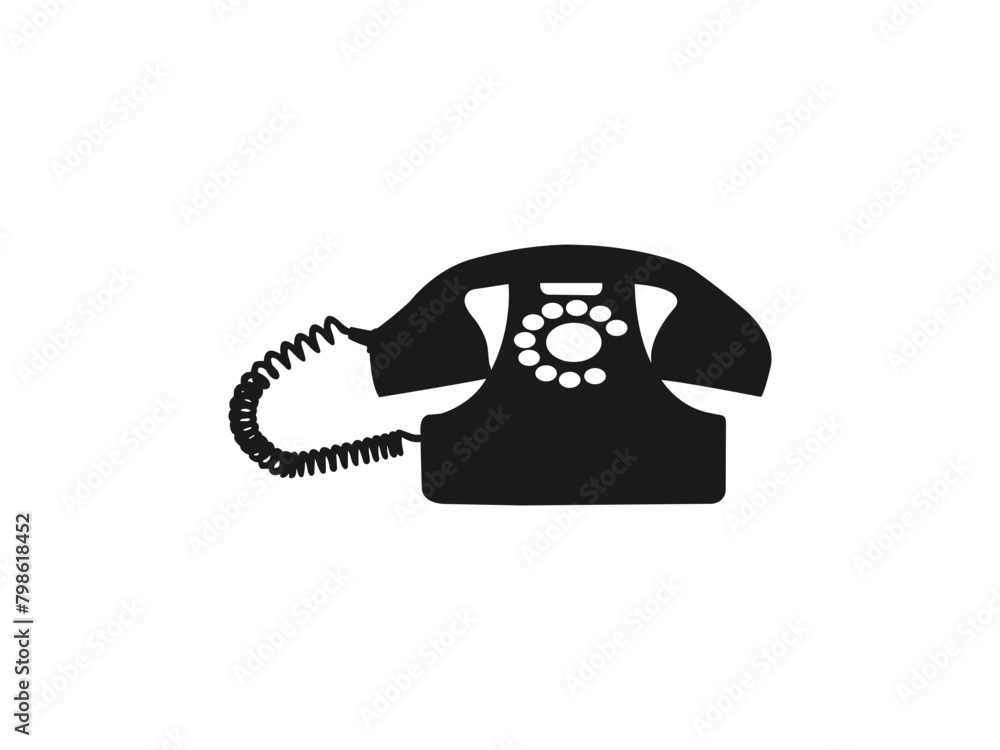 Telephone icon or logo isolated sign symbol vector illustration. Retro Phone, Telephone Isolated Flat Web Mobile Icon. Black illustration isolated on white background for graphic and web design. Telephone icon or logo isolated sign symbol vector illustration. Retro Phone, Telephone Isolated Flat Web Mobile Icon. Black illustration isolated on white background for graphic and web design.
