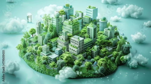 Sustainable Living Technology: A 3D vector illustration showcasing innovative technologies for sustainable living © MAY