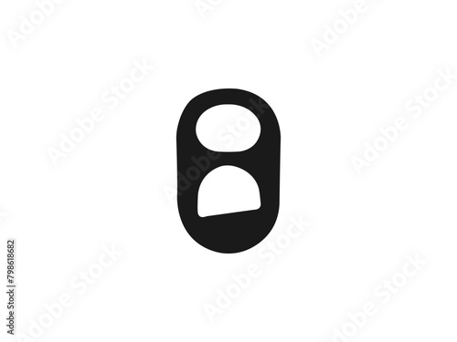 set of different pull rings isolated. Flat Web Mobile Icon. Aluminum Soda Jar top view, black isolated silhouette. Black illustration isolated on white background for graphic and web design.