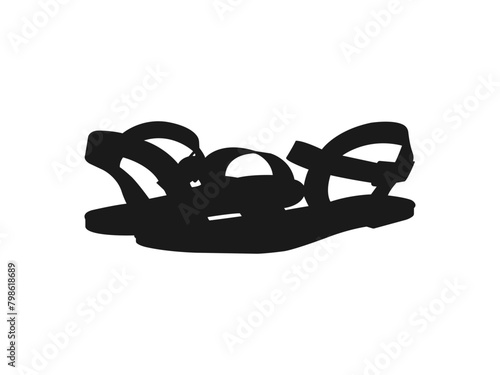 summer Sandals Silhouettes vector. Sandal design template vector illustration. Isolated silhouette of a pair of sandals. Black illustration isolated on white background for graphic and web design.
