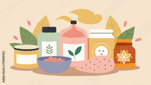 An eyecatching arrangement of organic body scrubs bath salts and clay masks all packaged in ecofriendly compostable materials perfect for an indulgent.