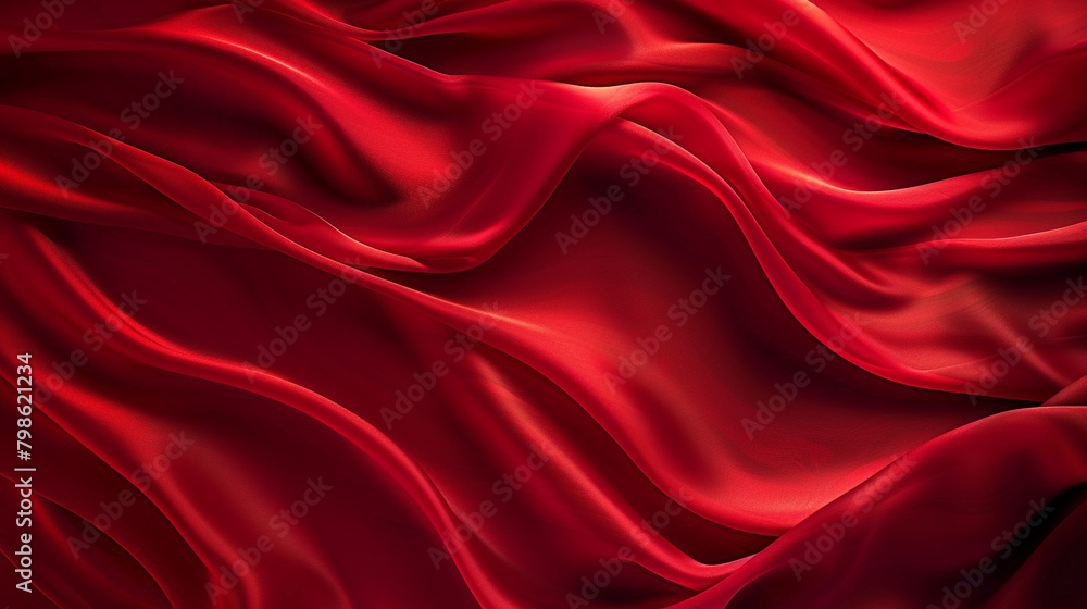 Silk Wave Flowing in Deep Ruby Red