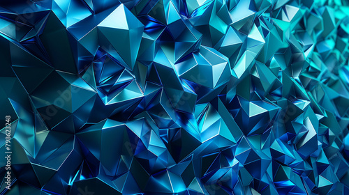 Blue Geometric Art in Vivid Cyan and Midnight