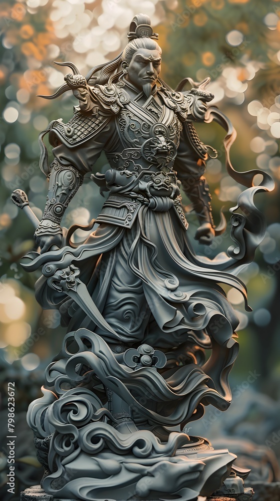 Powerful Mythical Asian Warrior Deity Statue