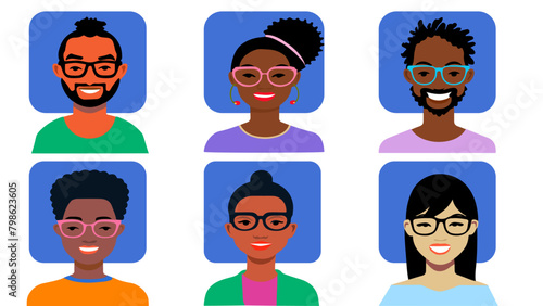 Retrato de grupo de personas de diferentes razas con fondo, vector multiracial de personas o personal de trabajo o impresión. 