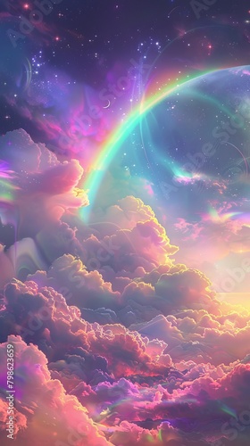 cosmic  clouds  rainbow  nebula  vibrant  sky  ethereal  fantasy  celestial  surreal  digital art  astral  dreamy
