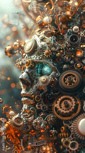 Intricate Clockwork Mechanics and Gears in Steampunk Style Background