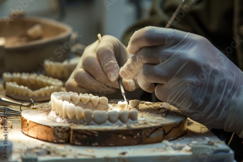 dental technician working on a dental mold photo