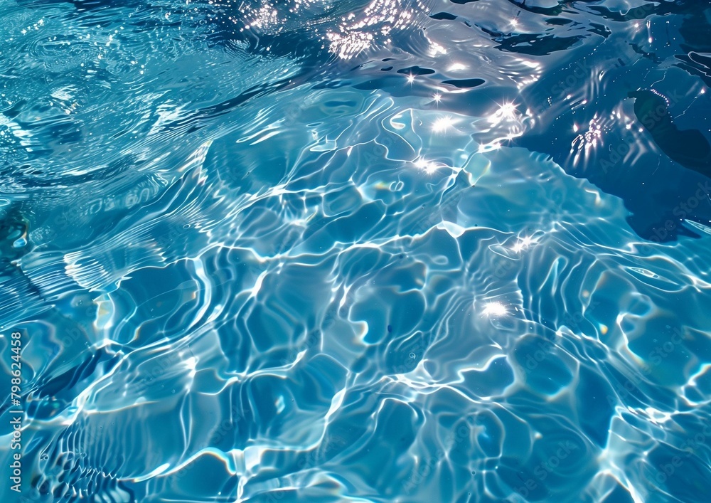 Sparkling Blue Swimming Pool Water Texture on Sunny Day Sparkling Blue Swimming Pool Water Texture on Sunny Day