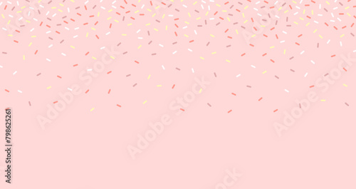Colorful sprinkles banner background, colorful falling decorative sprinkles background