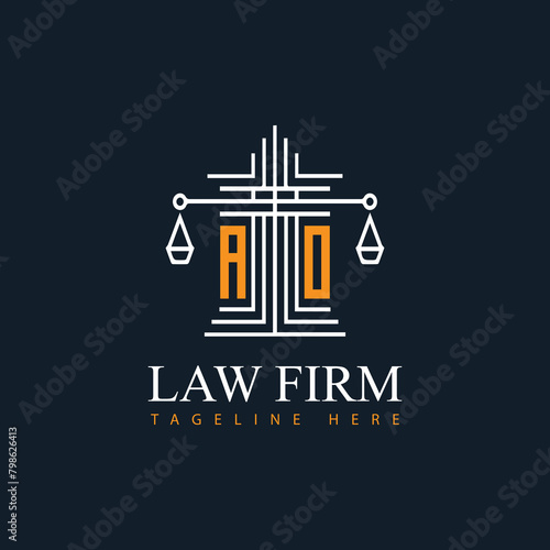 AO modern law firm justice logo design vector graphic template.