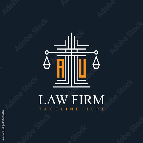 AU modern law firm justice logo design vector graphic template.