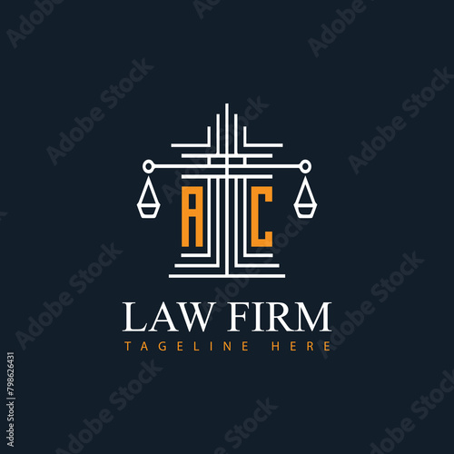AC modern law firm justice logo design vector graphic template.