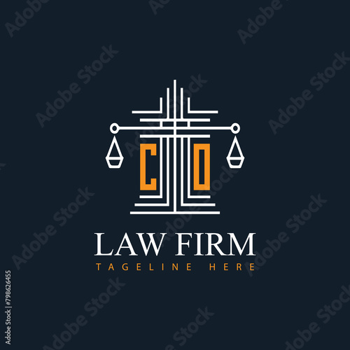 CO modern law firm justice logo design vector graphic template.