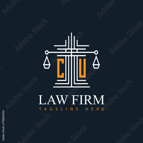 CU modern law firm justice logo design vector graphic template.