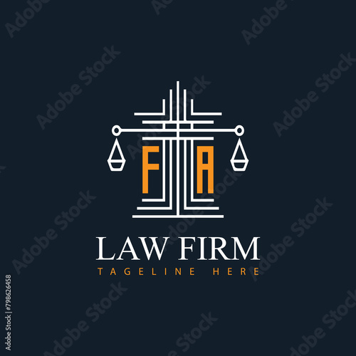 FA modern law firm justice logo design vector graphic template.
