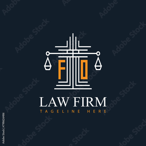 FO modern law firm justice logo design vector graphic template.