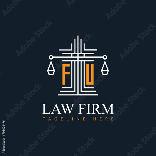 FU modern law firm justice logo design vector graphic template.