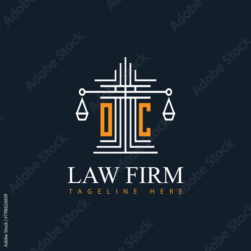 OC modern law firm justice logo design vector graphic template.