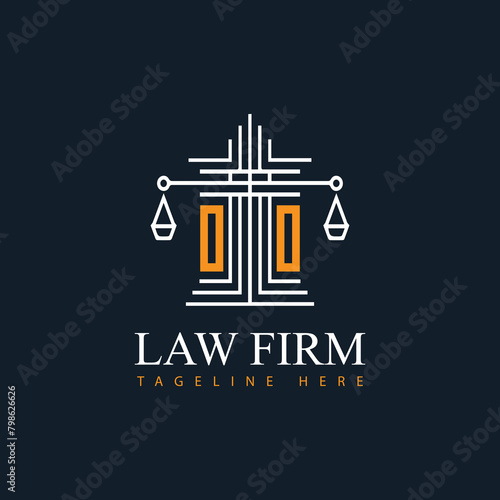 OO modern law firm justice logo design vector graphic template.