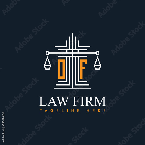 OF modern law firm justice logo design vector graphic template.