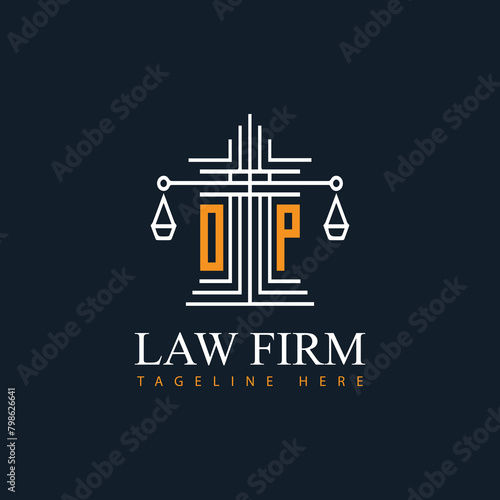 OP modern law firm justice logo design vector graphic template.