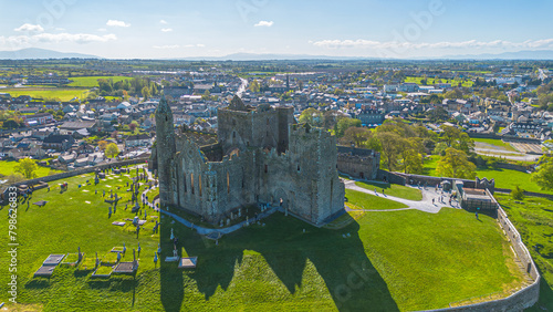 Aerial view - Rock of Cashel castle in Ireland.
